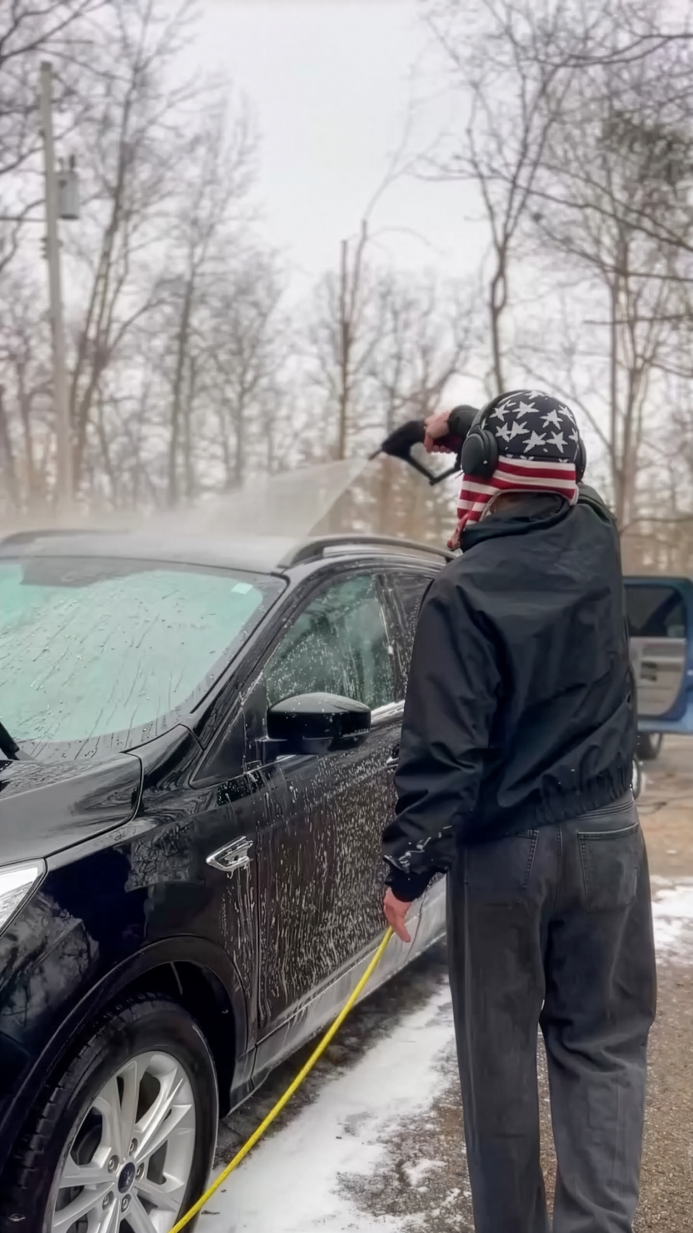 JP applying foam wash — mobile detailing Commerce Township MI